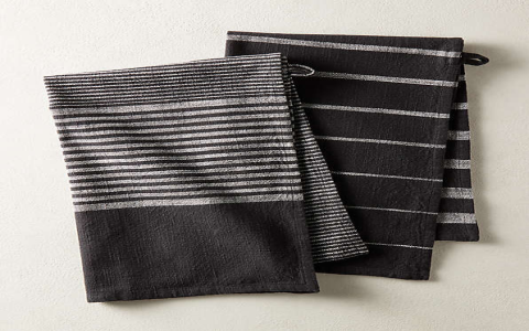 black  white tea towels