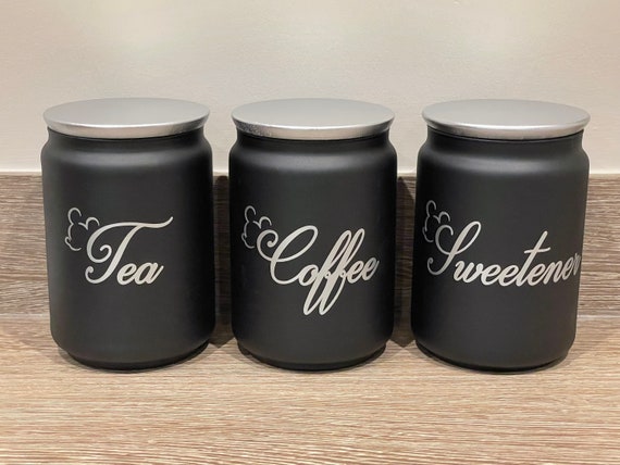 black tea coffee sugar canisters