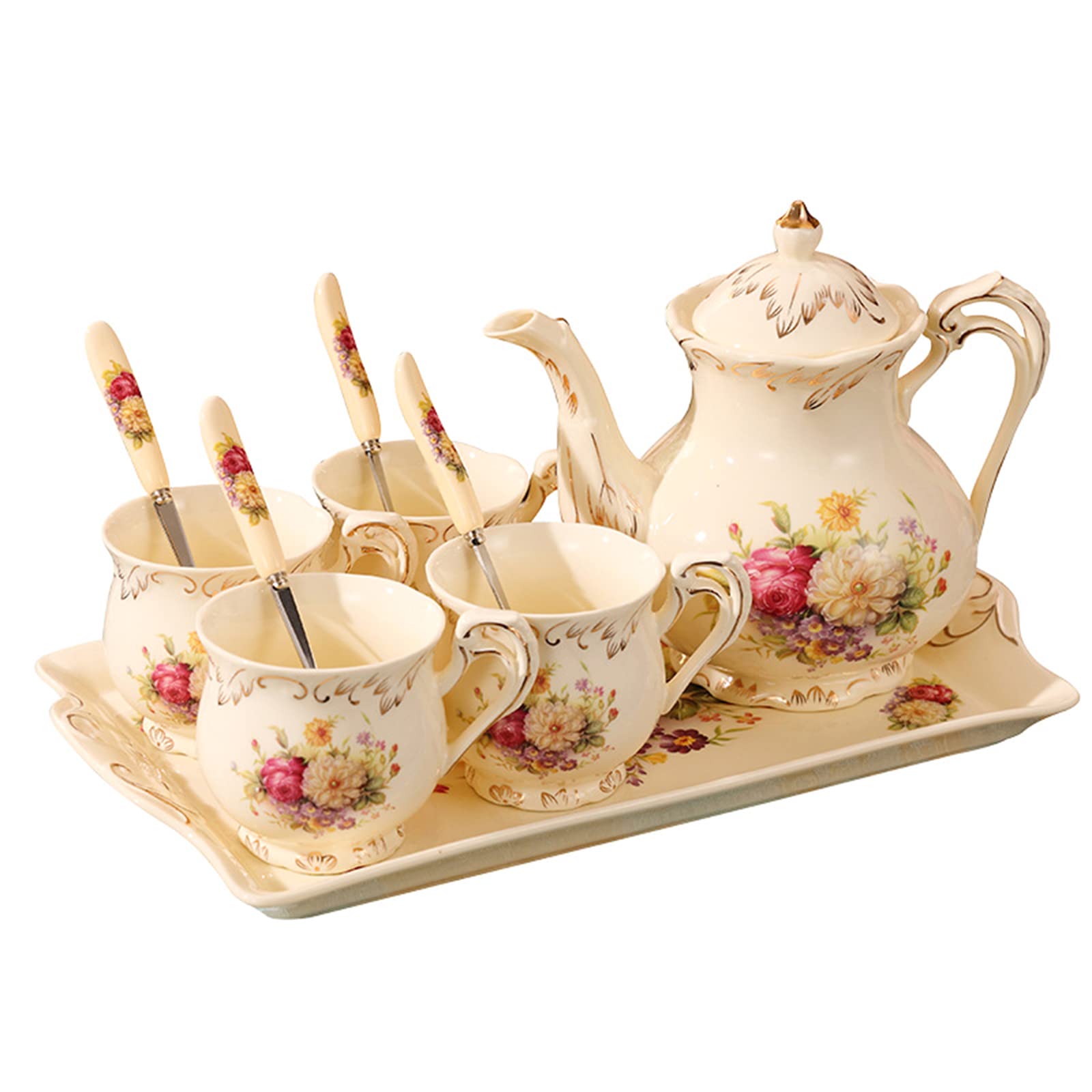 Elegant Party Tea Set for Special Occasions – Vintage Floral Ceramic Cups and Teapot