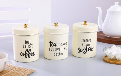 white tea coffee and sugar canisters