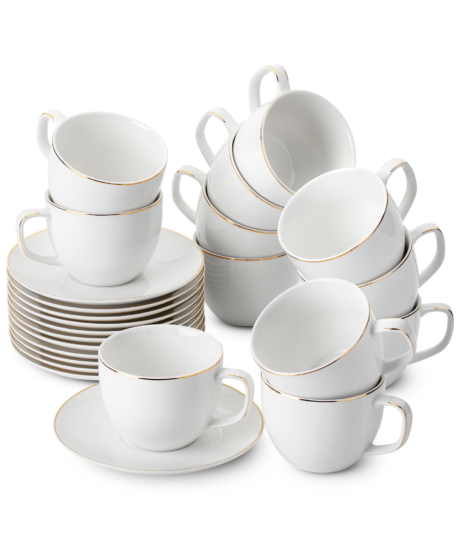 white tea cups and saucers