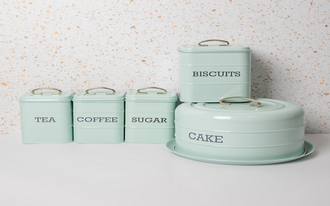 green tea coffee and sugar canisters
