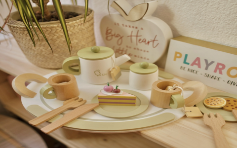 Wooden Tea Set Toy for Kids – Eco-Friendly & Non-Toxic Pretend Play Set