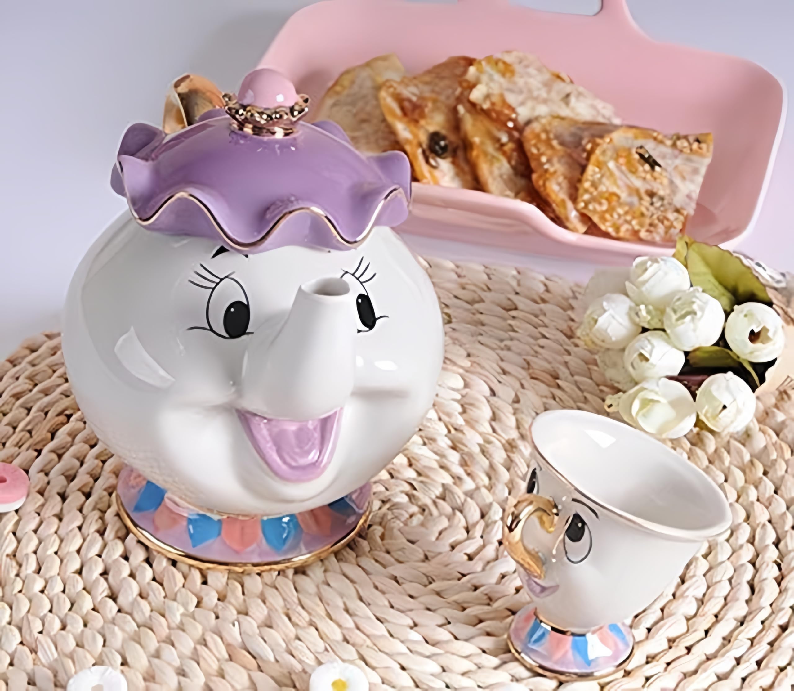 Buy Beauty and the Beast Tea Set Online: Unique Mrs. Potts Teapot & Chip Cups