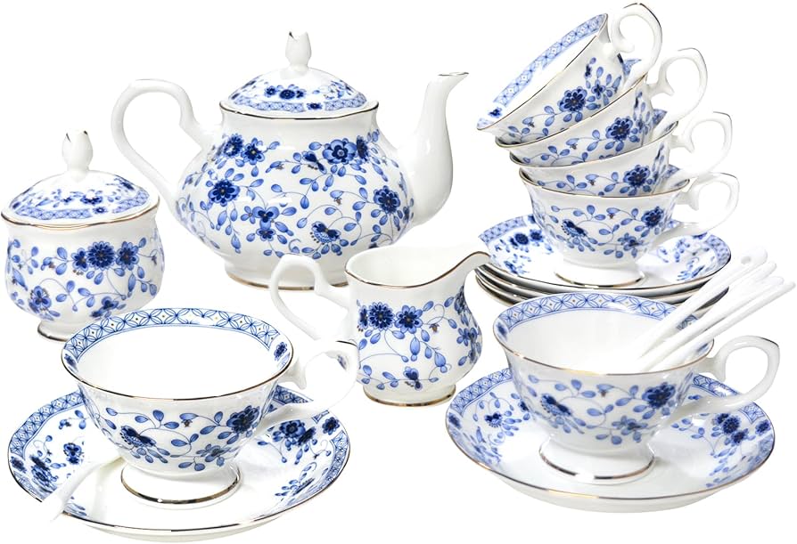 Luxury Chinese Bone China Tea Set: Complete 21-Piece Set for Tea Parties