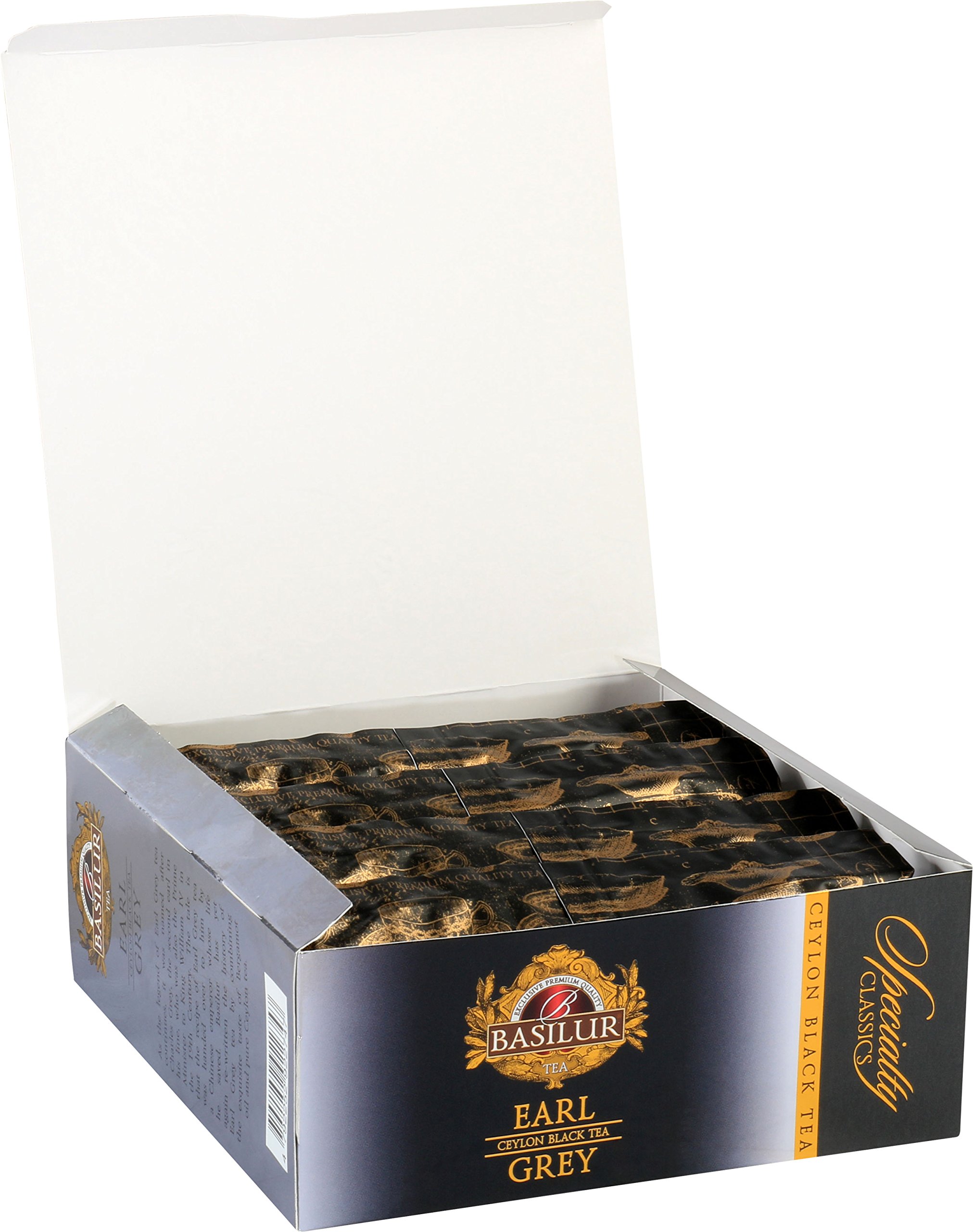 Basilur Black Tea Earl Grey – 100 Tea Bags of Aromatic Ceylon Tea with Bergamot
