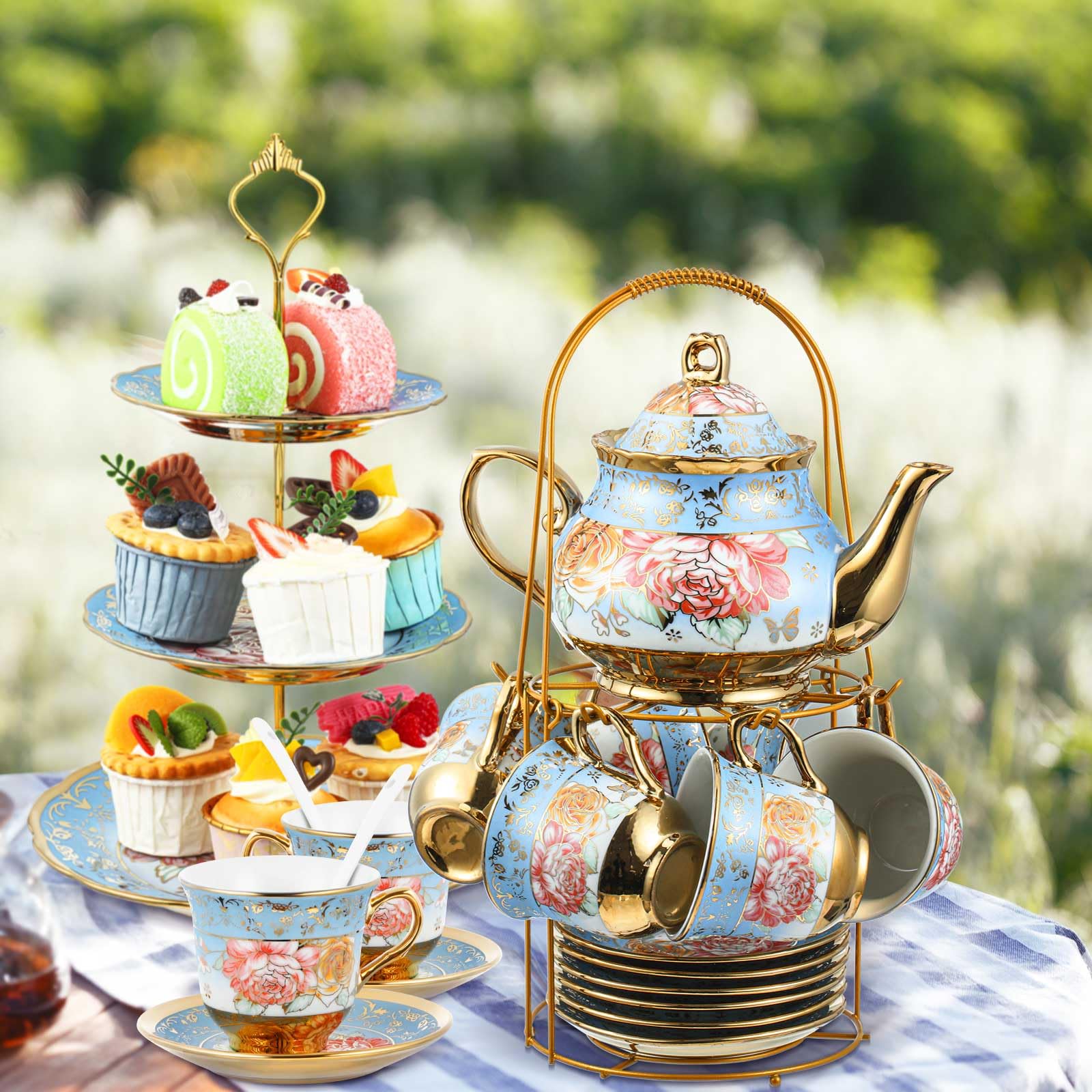 Premium Ceramic Tea Set with Teapot – Complete Tea Party Collection