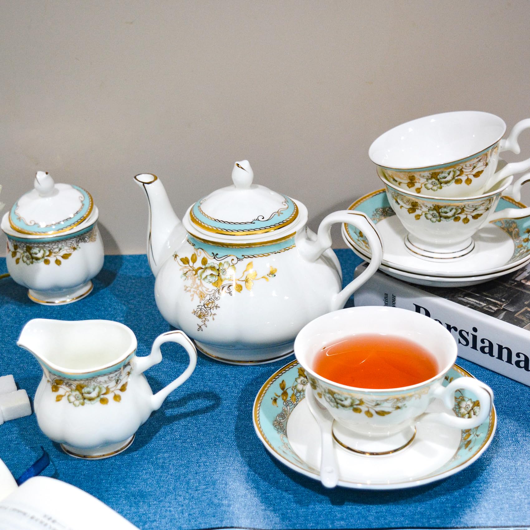 Luxury Chinese Bone China Tea Set: Complete 21-Piece Set for Tea Parties