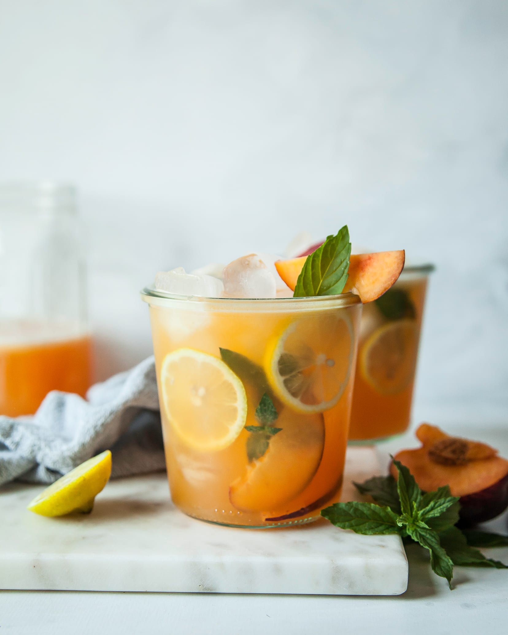 green tea and peach