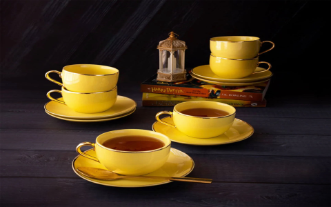 yellow tea cups