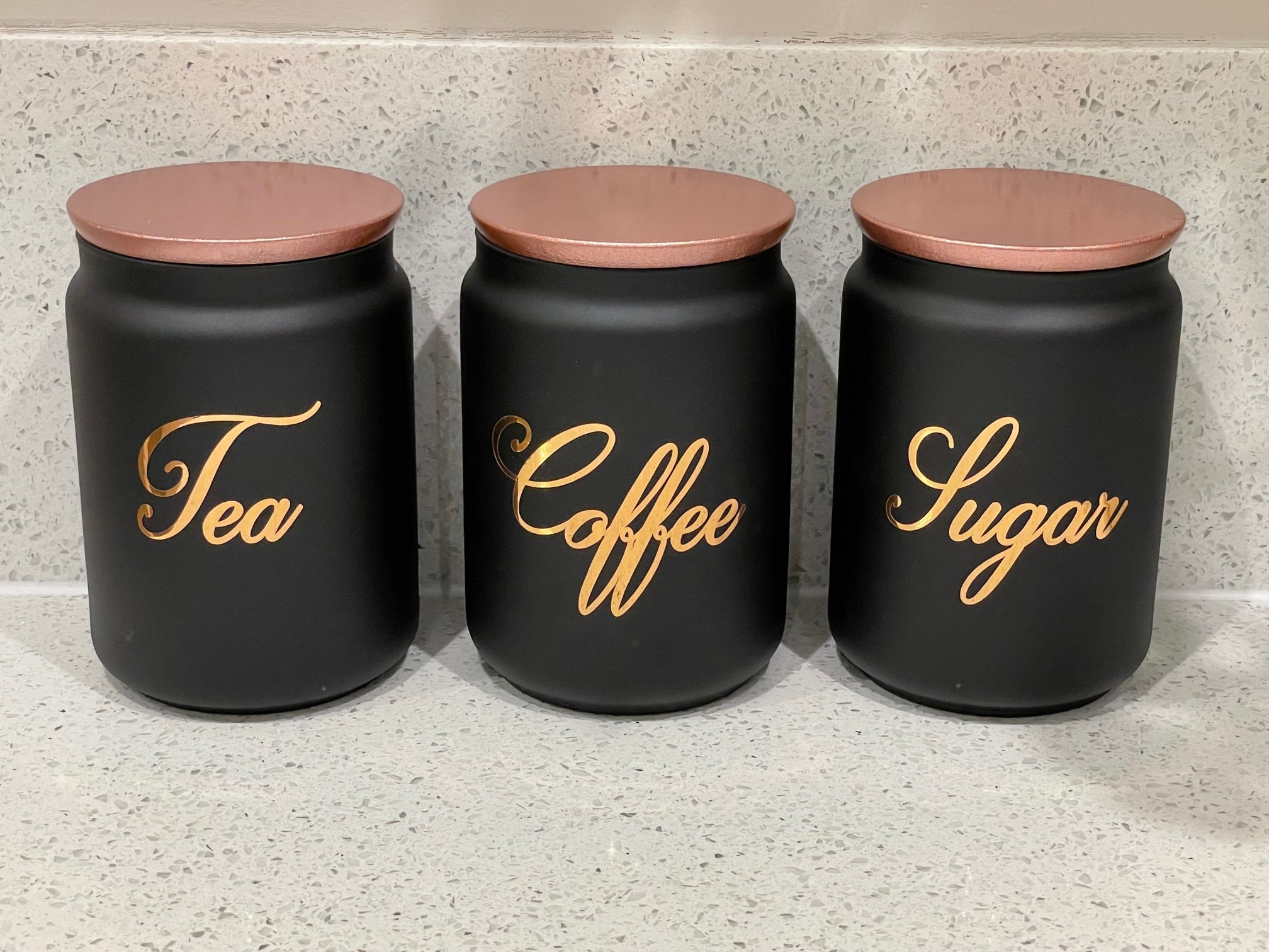 black tea coffee sugar canisters