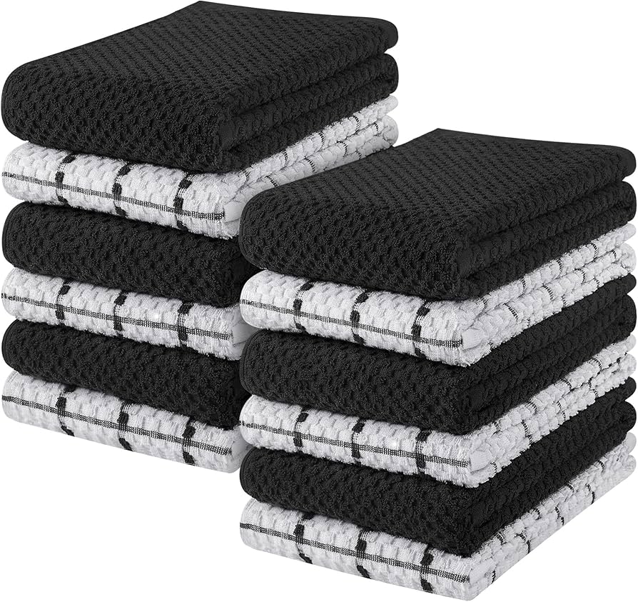 Elegant Black Tea Towels for Kitchen - Versatile, Durable, and Easy to Clean