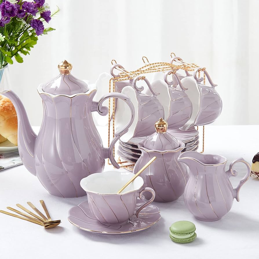 Elegant Tea Set with Cups and Saucers – Perfect for Tea Lovers