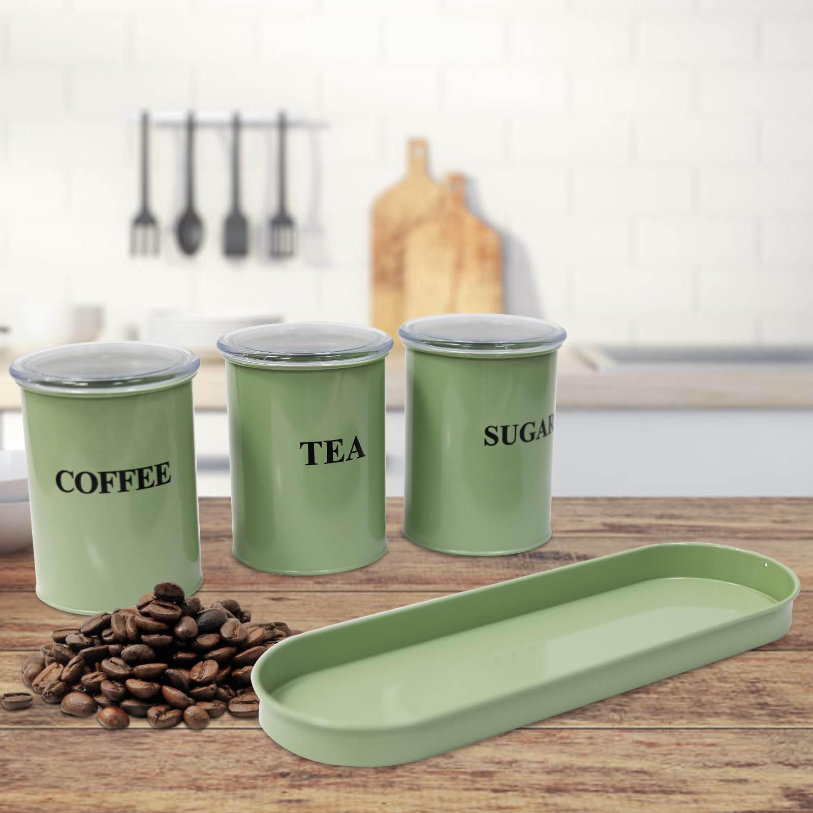 green tea coffee sugar canisters