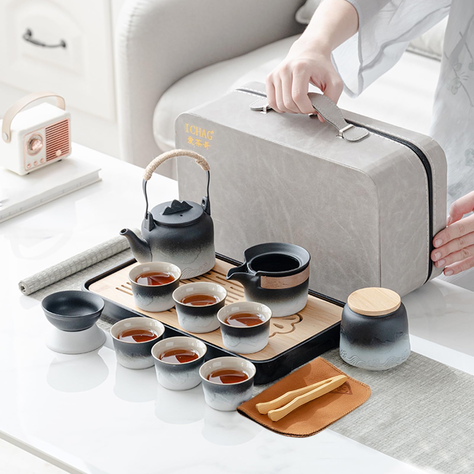 Elegant Ceramic Travel Tea Set: Perfect for Tea Time Anywhere, Anytime
