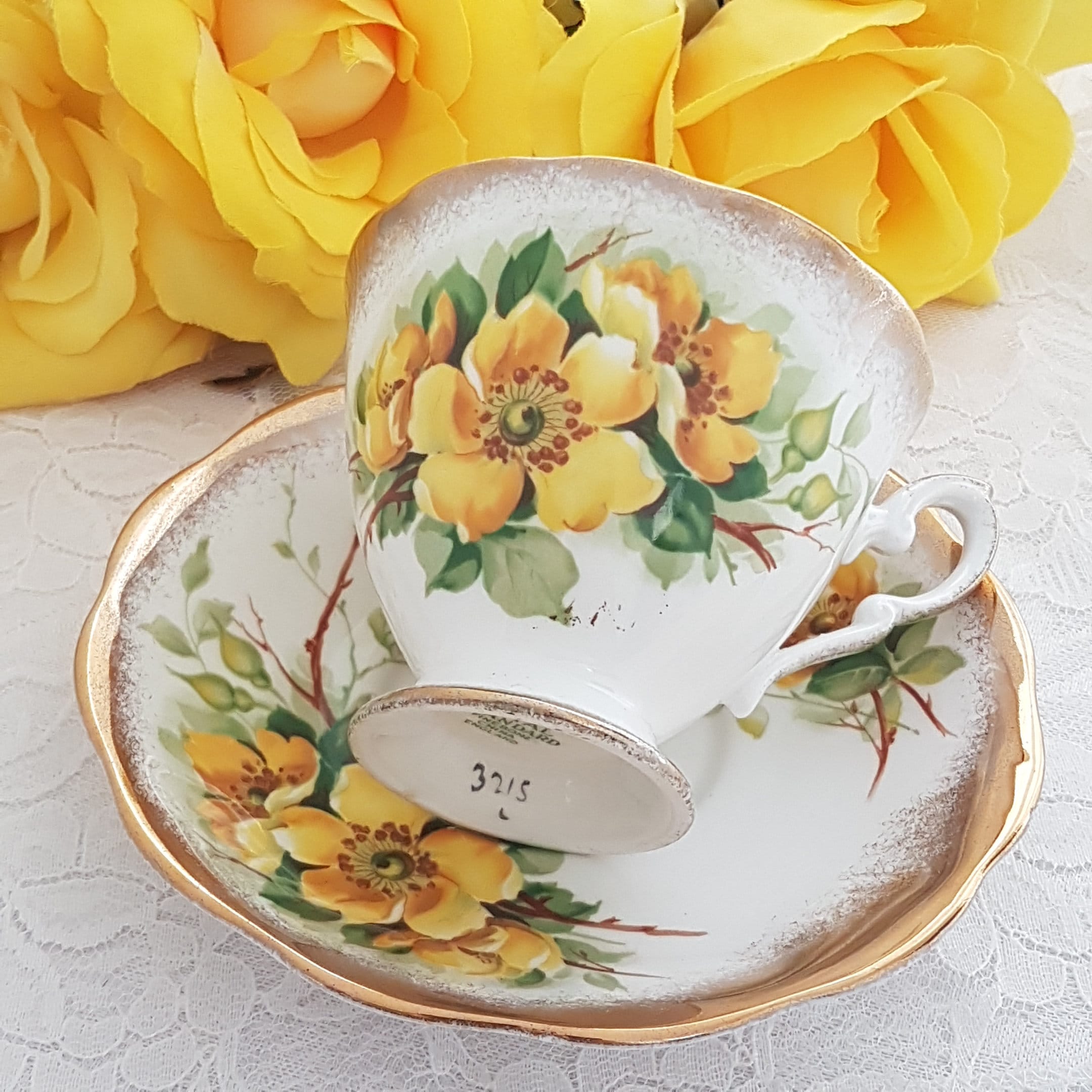 yellow rose tea set