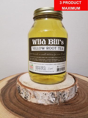 yellow root tea in jar