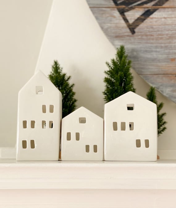 white tea light houses