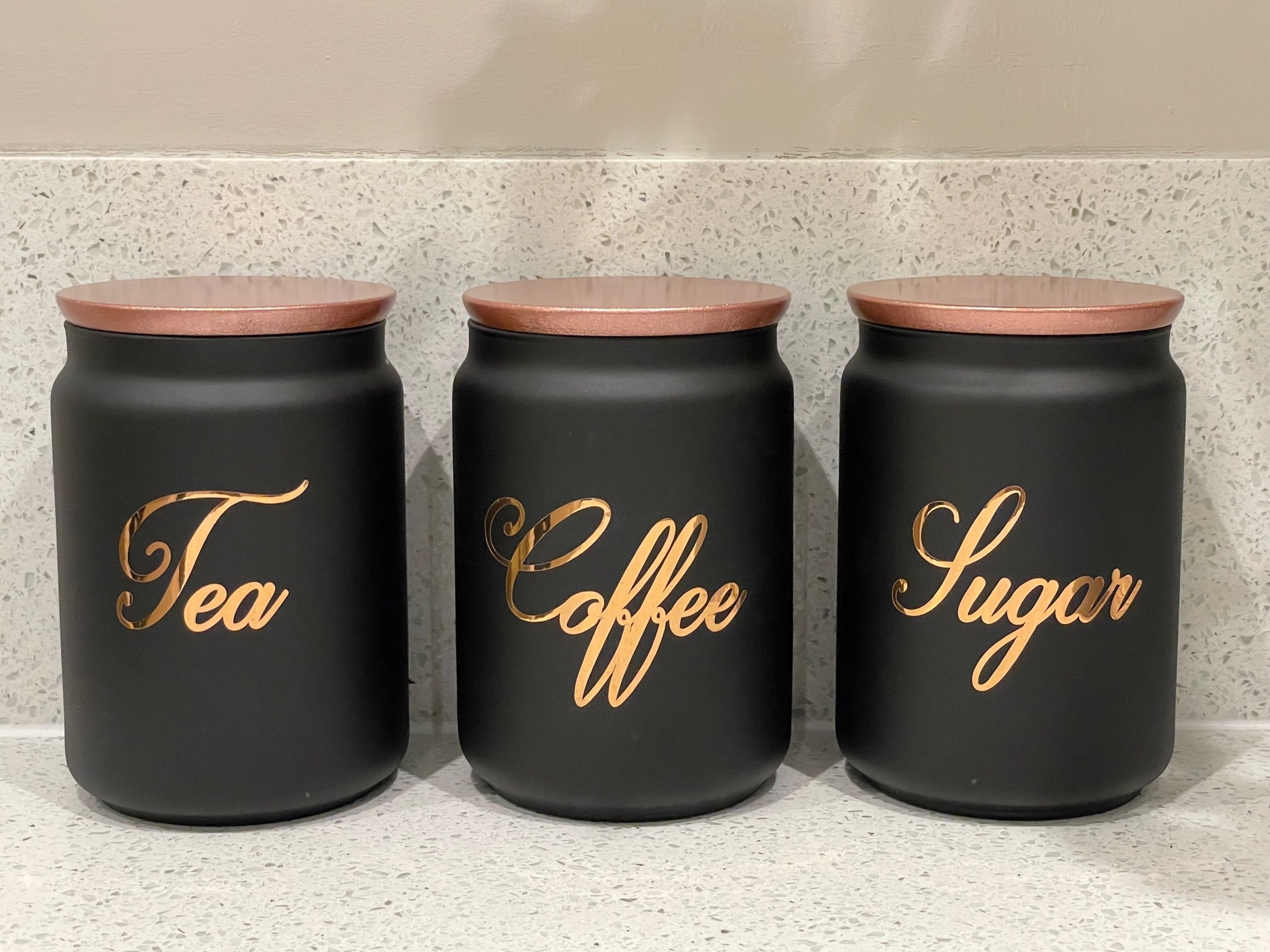 Stylish Ceramic Black Tea, Coffee & Sugar Canisters for Modern Kitchens