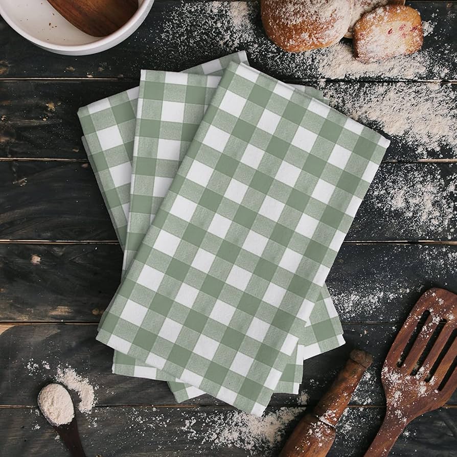 sage green tea towels
