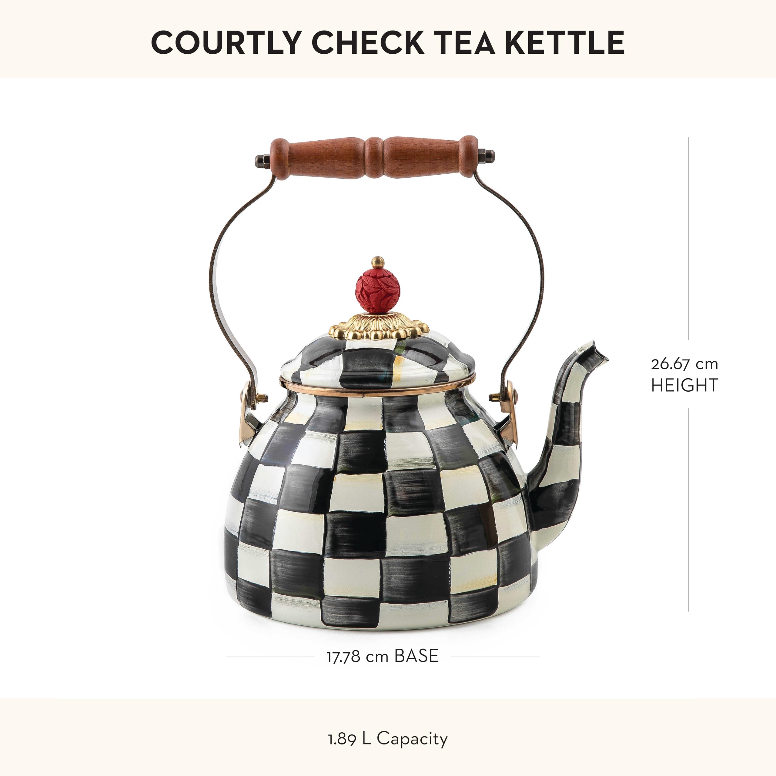black white tea kettle