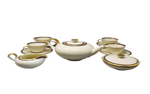 blue and white tea set