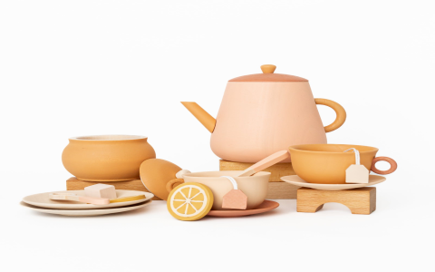 Kids Wooden Tea Set 14-Piece Set for Young Tea Enthusiasts