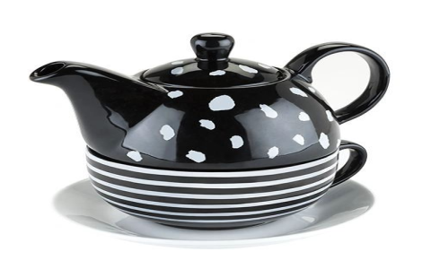 black and white tea set