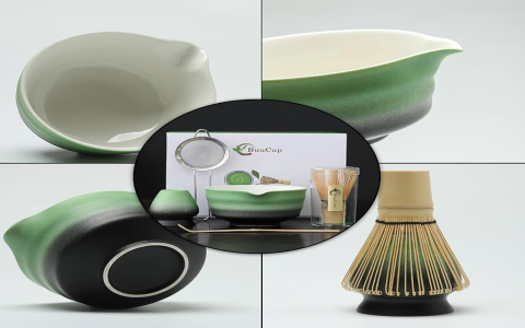 Japanese Matcha Green Tea Set: Spout Bowl & Bamboo Whisk