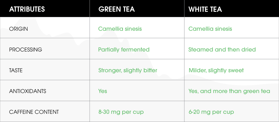 difference between white and green tea