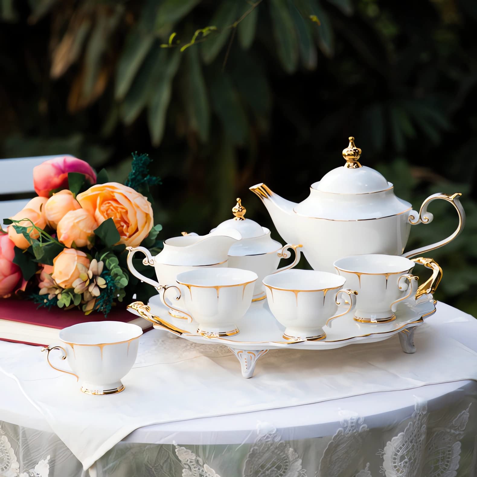 white tea set
