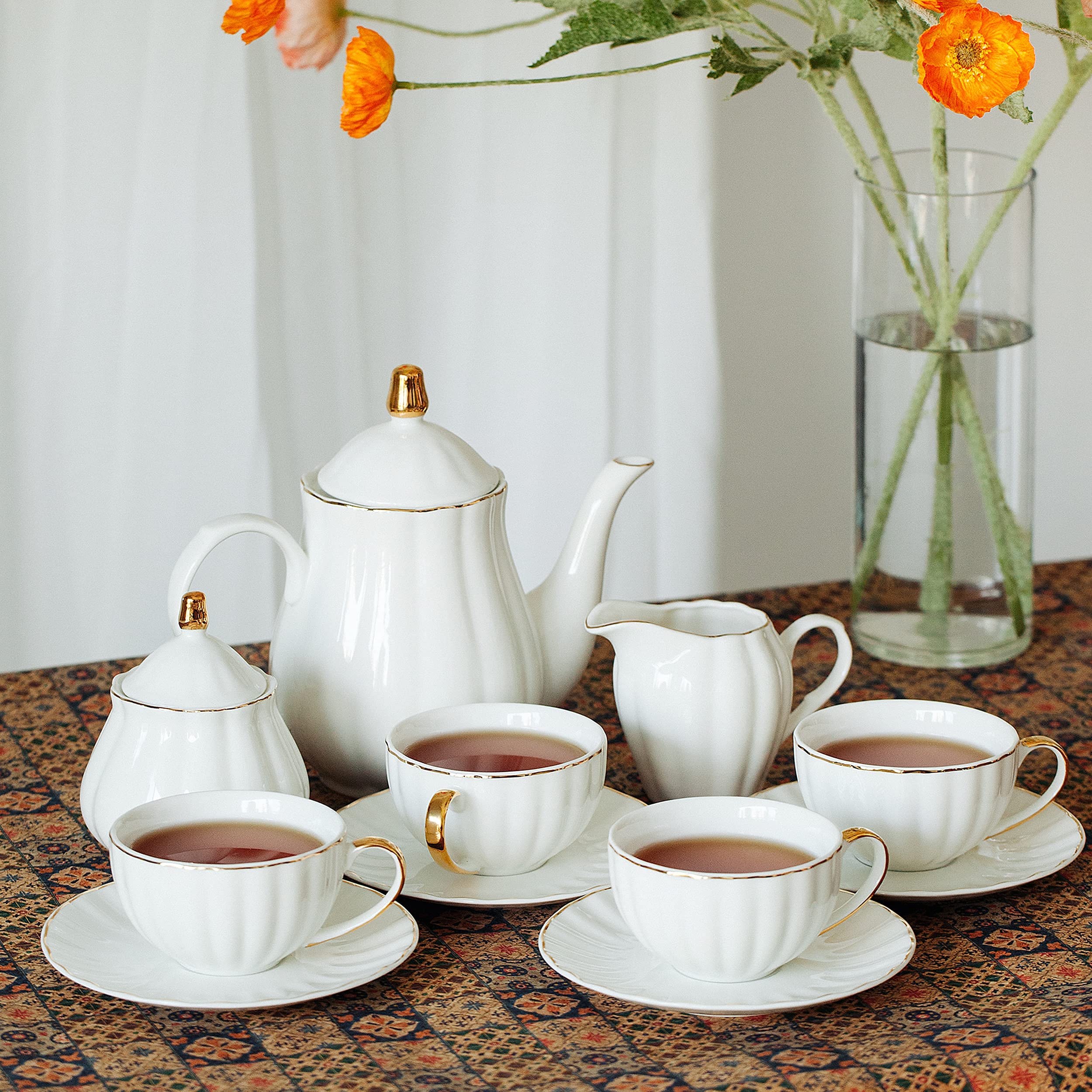 tea set material with a milky white finish