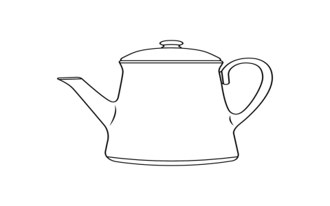 tea kettle black and white