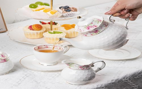 Buy Elegant Tea Set on Tray: 40oz Teapot & 7oz Cups, Money Back