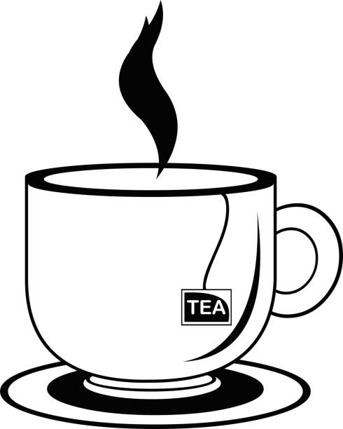 tea cup black and white