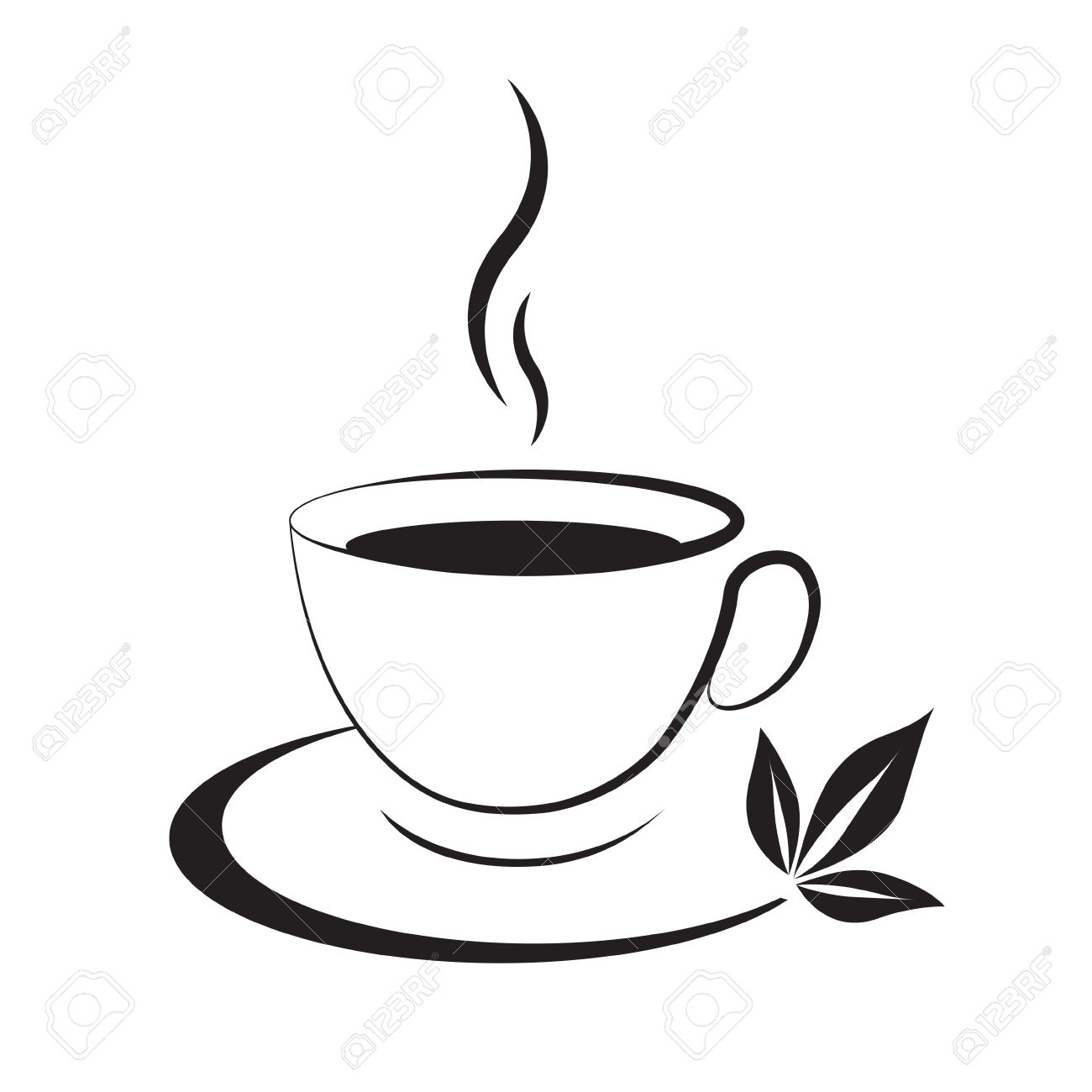 tea cup clipart black and white