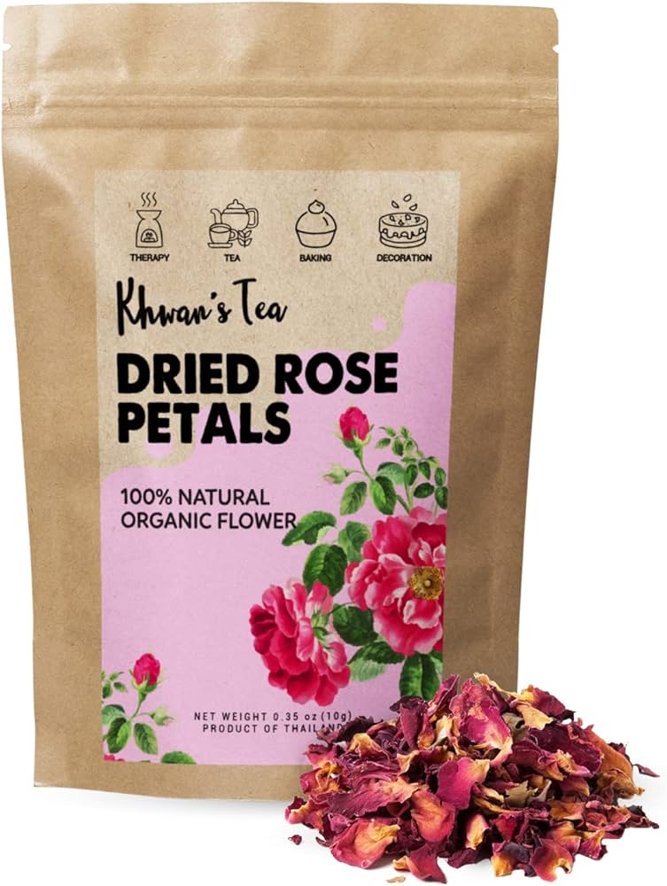 rose petals in tea