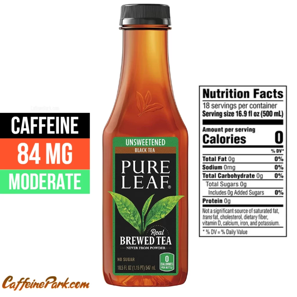 how much caffeine is in pure leaf iced tea