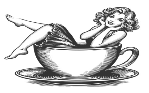 tea cup clip art black and white
