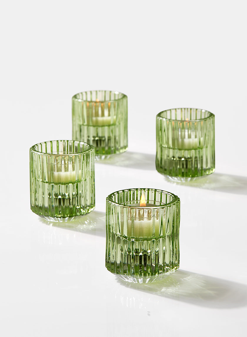 green tea light holders