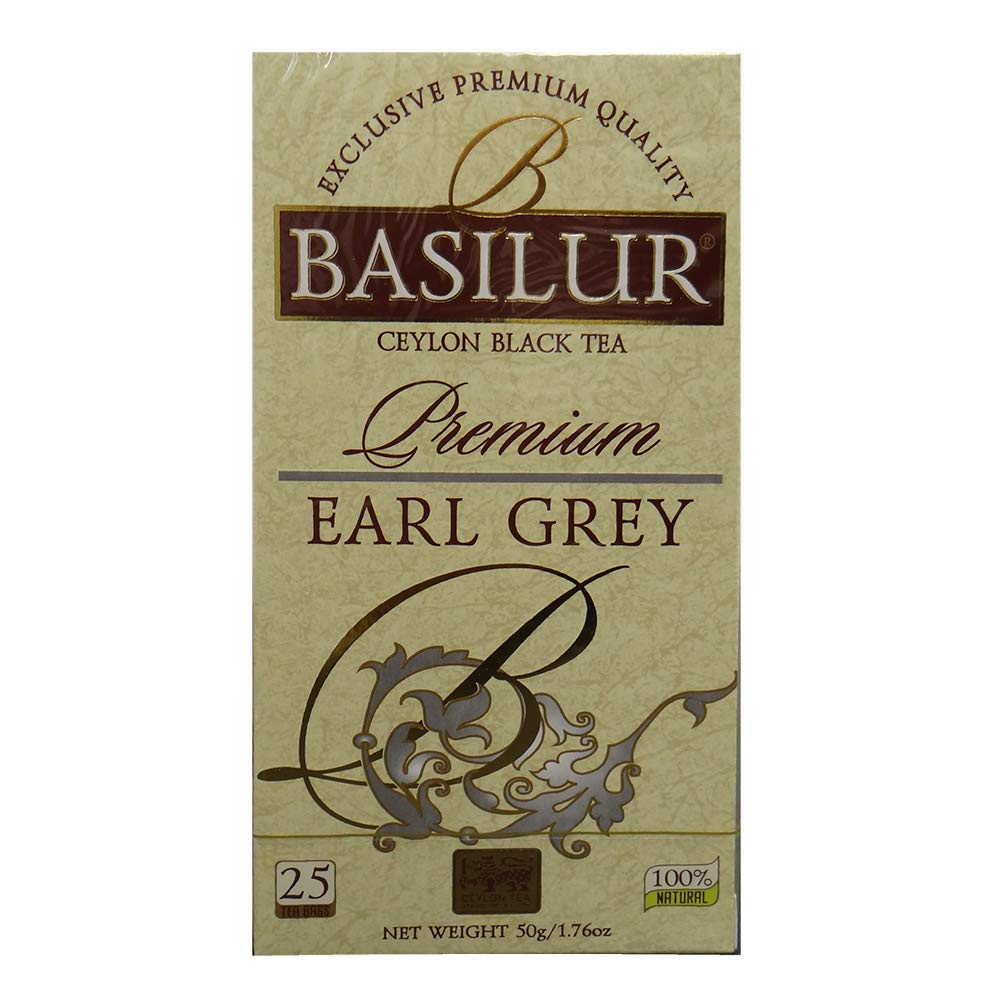 black tea earl grey 100 tea bags - basilur