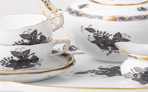 white and gold tea set