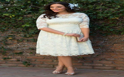 white tea length dress plus size
