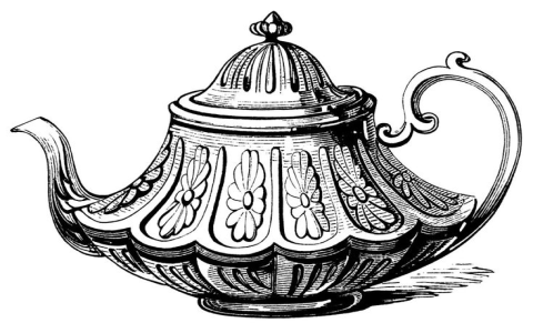 tea pot black and white