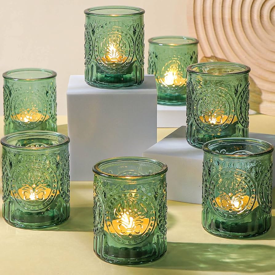 green tea light holders