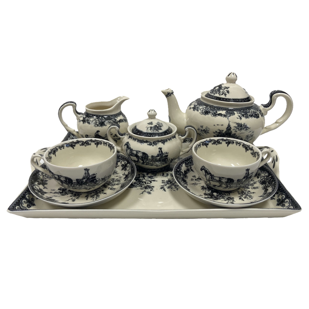 tea set black and white