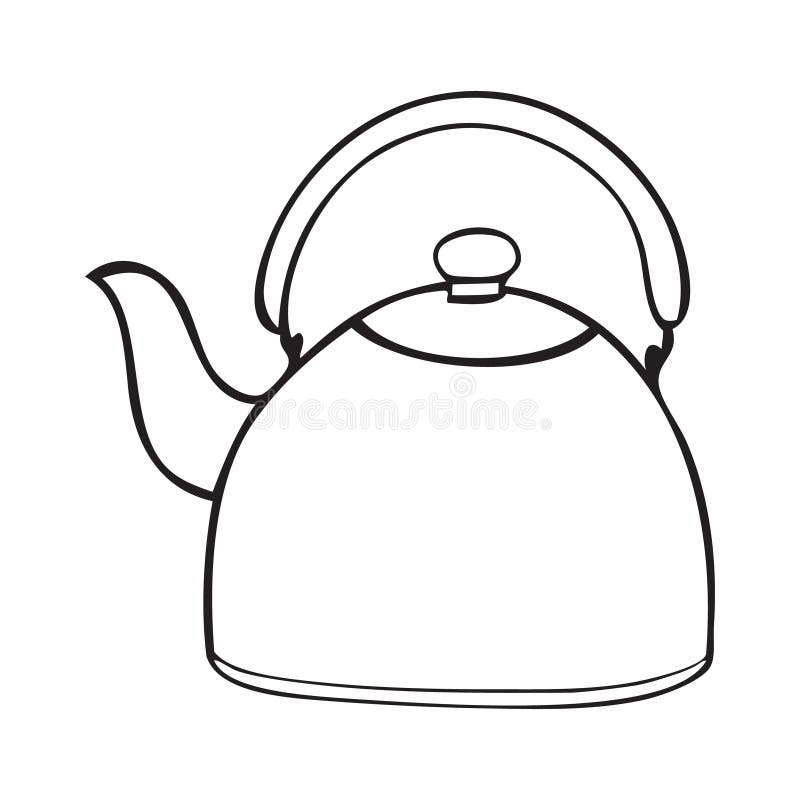 tea kettle black and white