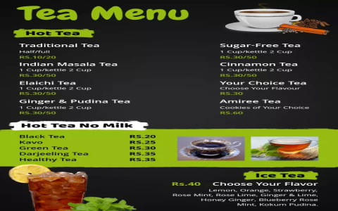 green tea restaurant menu