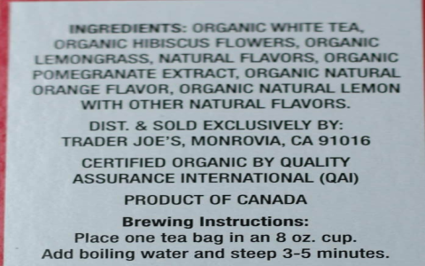 does trader joe’s pomegranate white tea have caffeine