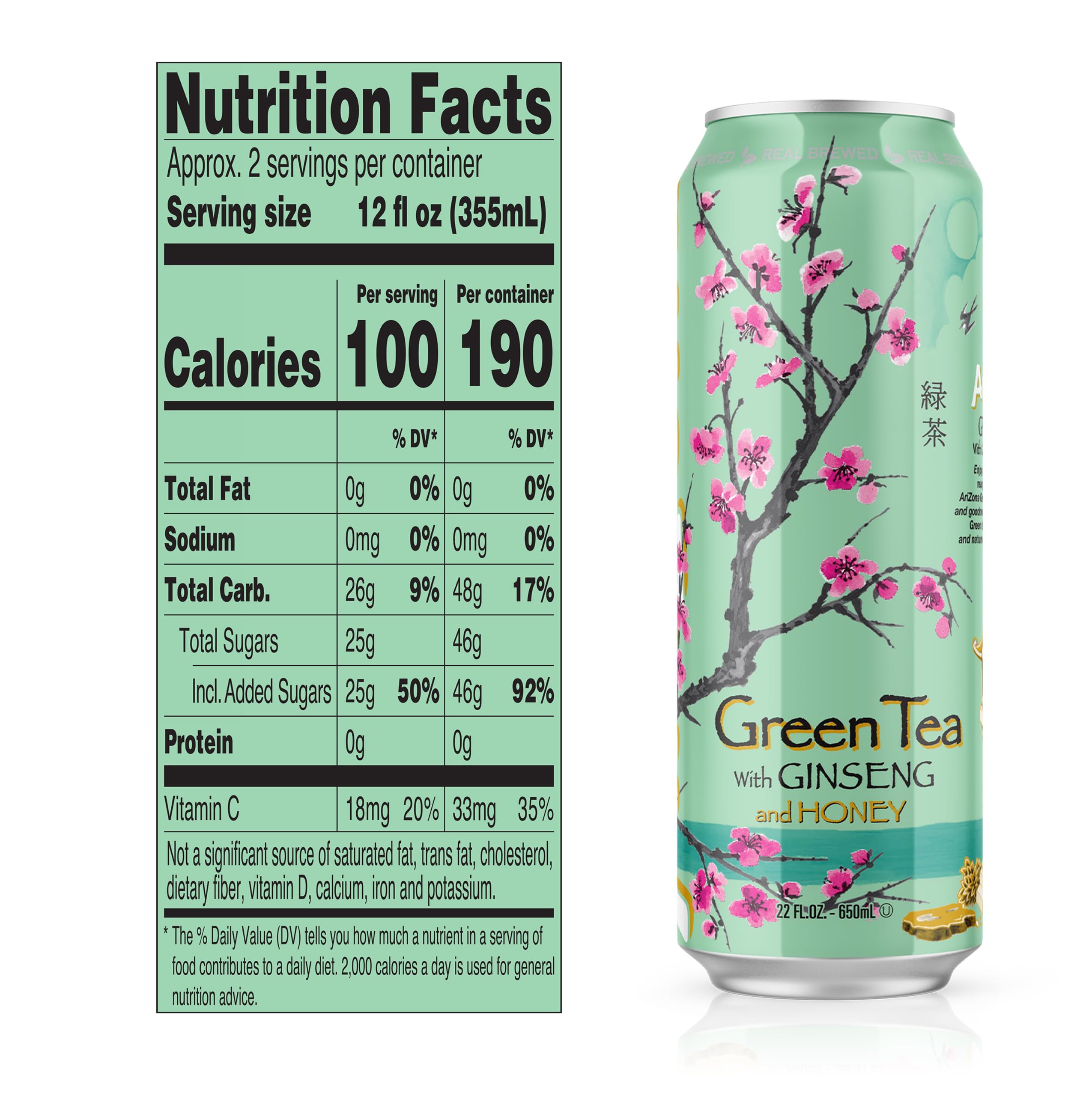 arizona green tea nutrition information